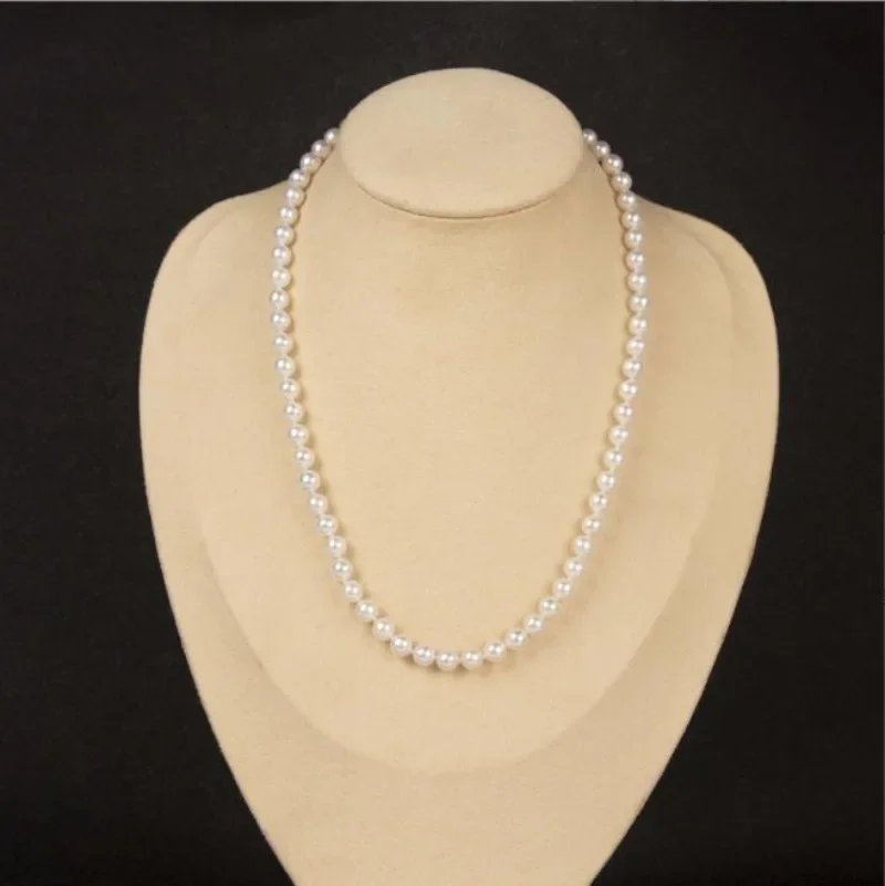 7-8mm Sea Pearls Necklace for Women Akoya Fine High Luster Round Pearls 925 Sterling Silver Jewelry Wedding Party Gift Pendnats