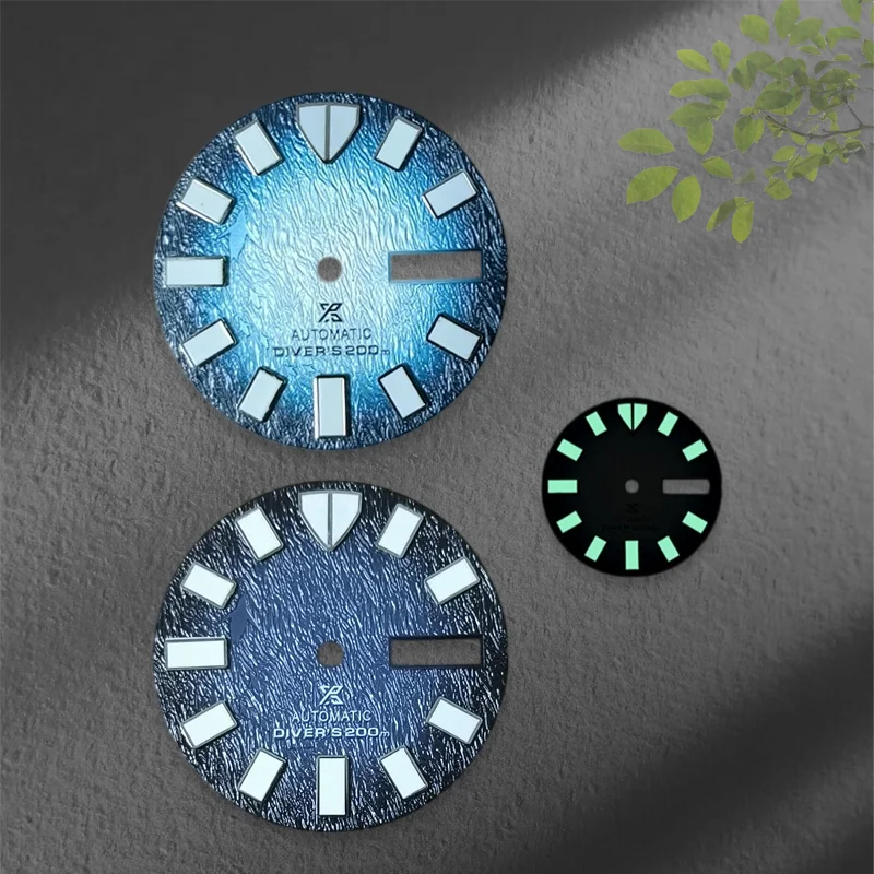NH36 28.5mm S dial, green luminous, gradient blue abalone 3D pattern modified mechanical watch accessory