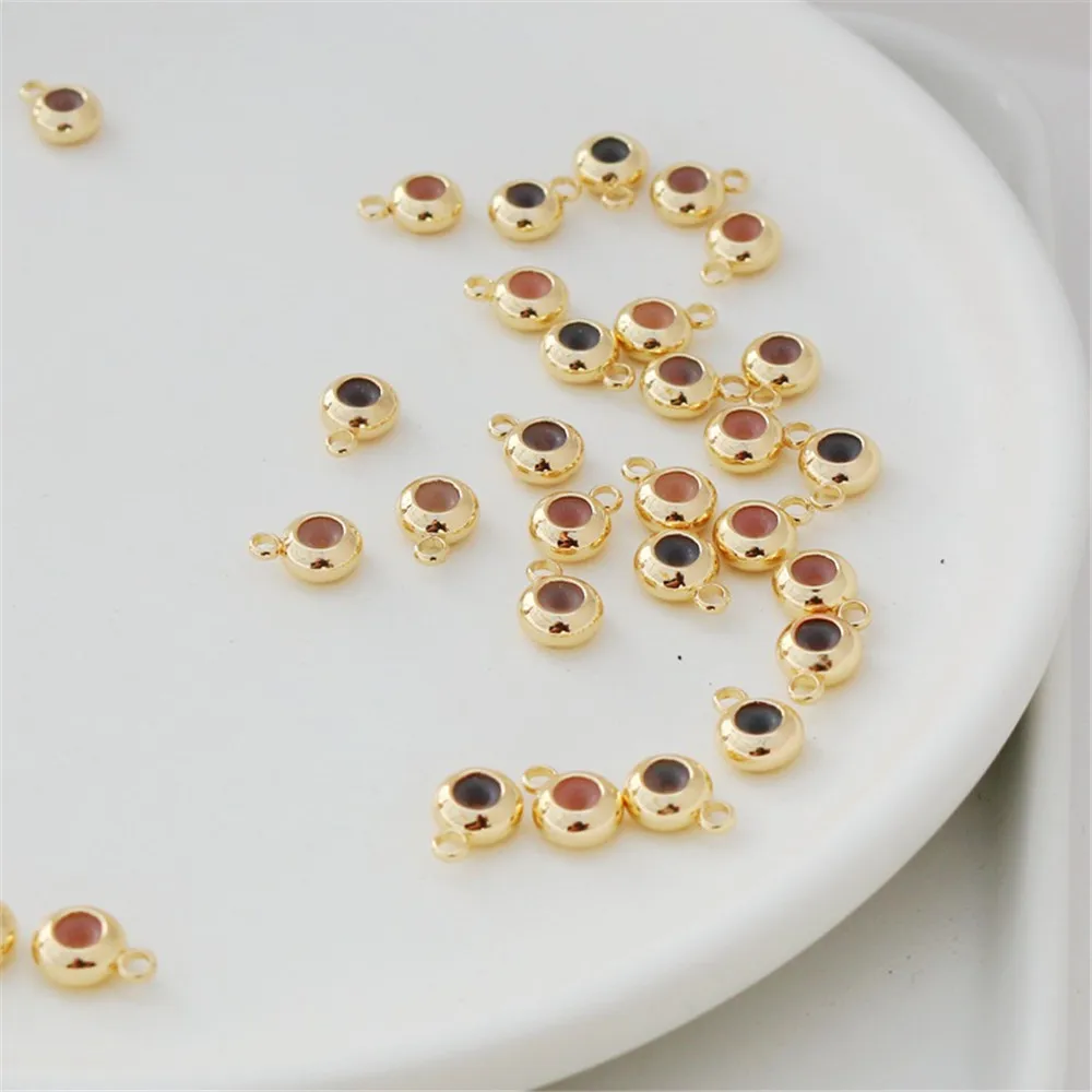 14K Gold-Color Silicone Adjustment Beads with Crane Wheels, Positioning Chain, Flat DIY Jewelry Accessories