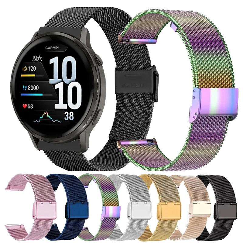 18mm 20mm 22mm Milanese Loop For Garmin Venu 4 41mm 45mm/Venu 3 2 SQ WristStrap For Garmin Forerunner 245 265 645 970 570 55 158
