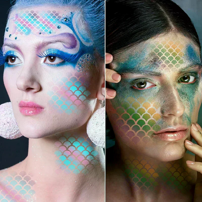 4/5/6/10 pcs Fish Scale Stencil Face Painting Stencils Stencils For Painting Makeup Stencil Reusable Face Paint Stencils