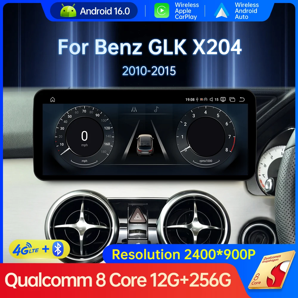 Right Hand Drive Android 15 Wireless Auto for Mercedes Benz GLK X204 2010 - 2015 Car Radio Video DSP Stereo GPS 4G WiFi QLED BT