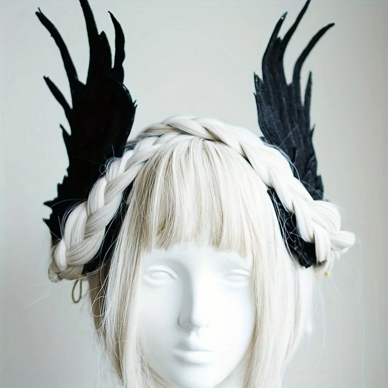 

Новое черно-белое перо, двухцветная вышивка, противоположная боковая клипса, крылья ангела, аксессуары для украшения вечеринки, крылья демона