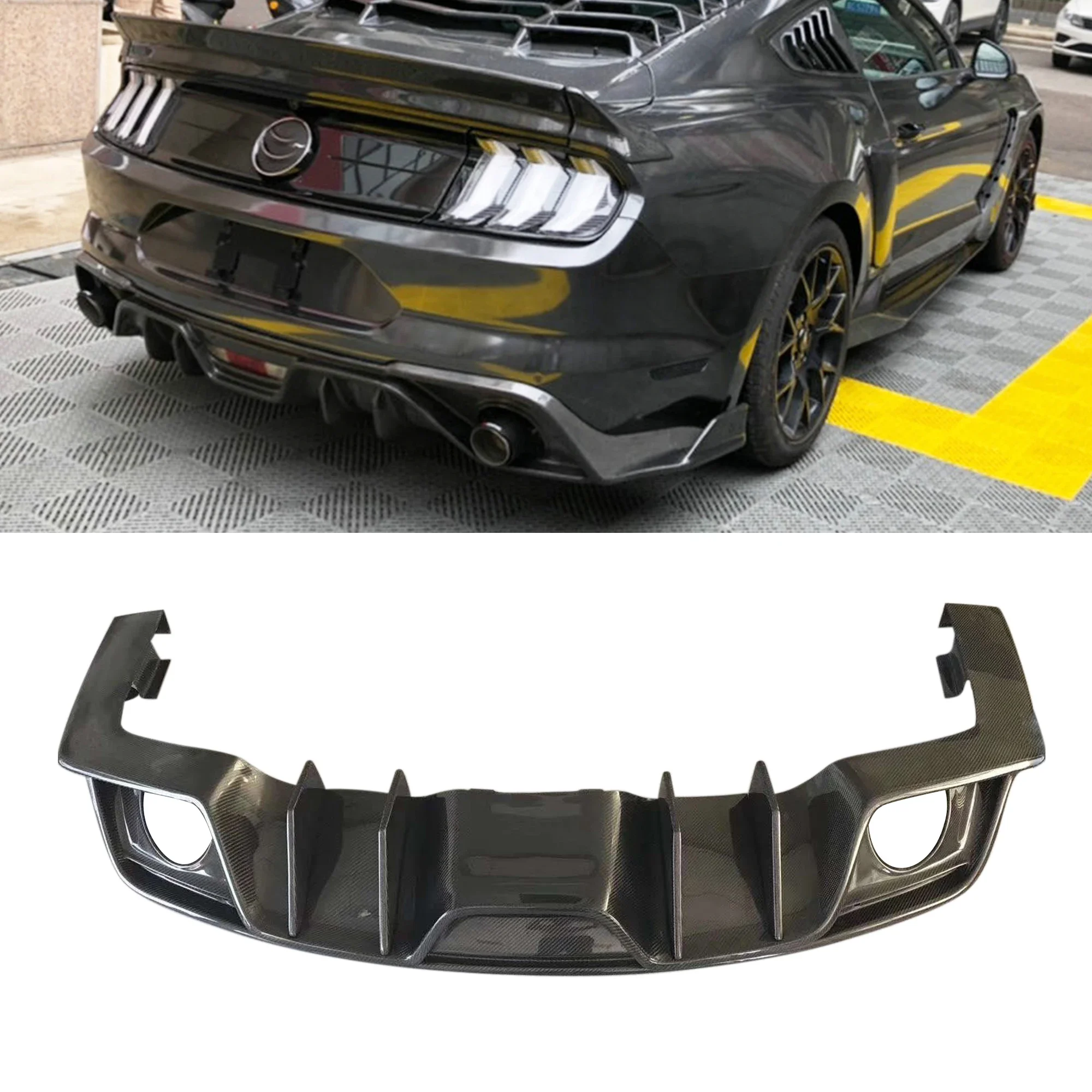 

High quality carbon fiber car bumpers rear diffuser for Ford Mustang 2015+