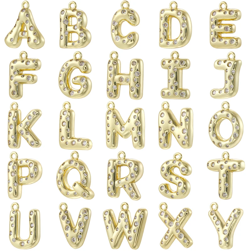 ZHUKOU Copper-Plated 18K Gold Cartoon Capital Letters A-Z Pendant Hip-hop Y2K Styl Charm Jewellery Making Accessories:VD2143