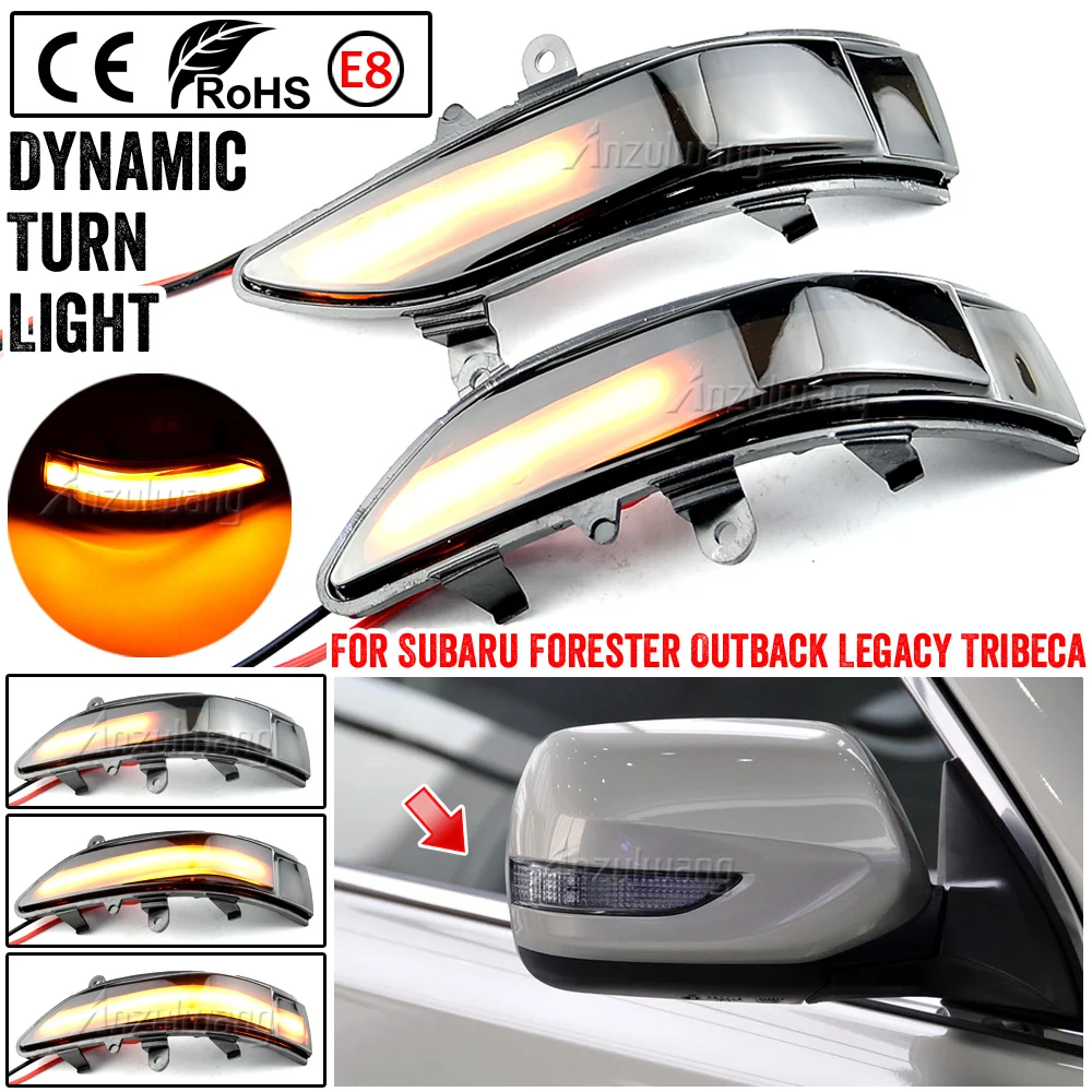 

2pieces Dynamic Blinker For Subaru Forester 11-13 Outback Legacy 08-11 Tribeca 08-14 Side Mirror Indicator LED Turn Signal Light