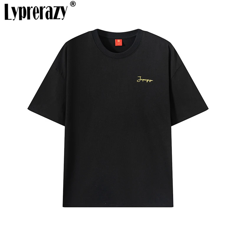 

Lyprerazy Chinese Style Tiger Embroidery Print Short-sleeved T-shirt Summer Men Women Loose Cotton Tops Tees