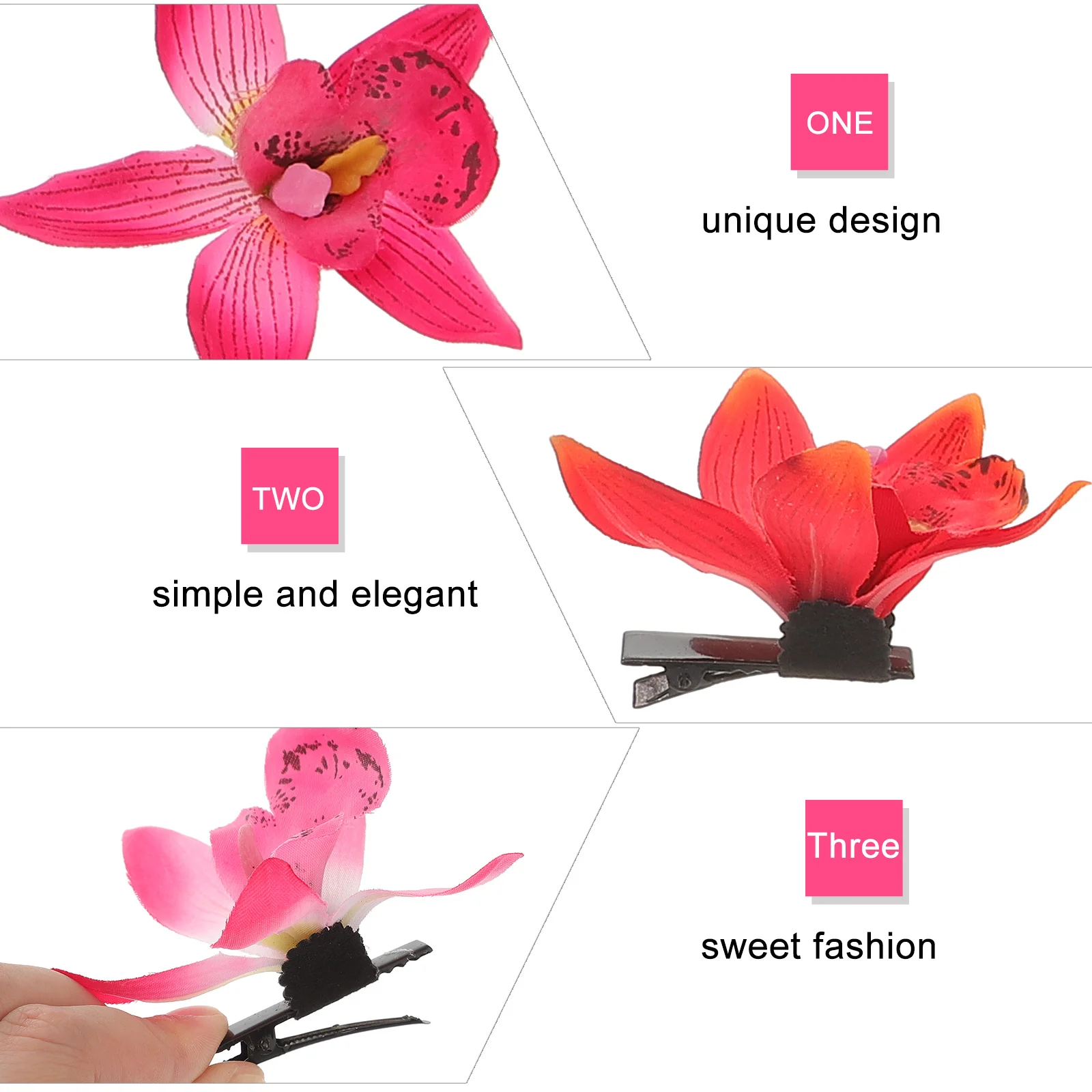 

8Pcs Hawaiian Flower Hairpins Orchid Style Bright Colors Women Girls Summer Dress Party Favors Decorative Accessories