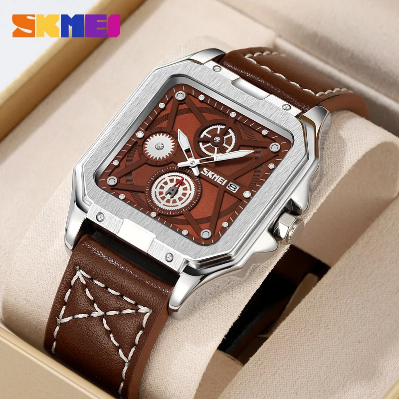 SKMEI Fashion Original Japan Quartz Man Watch Date Waterproof Sports Wristwatch For Men Square Dial Gentleman Casual Male Clock