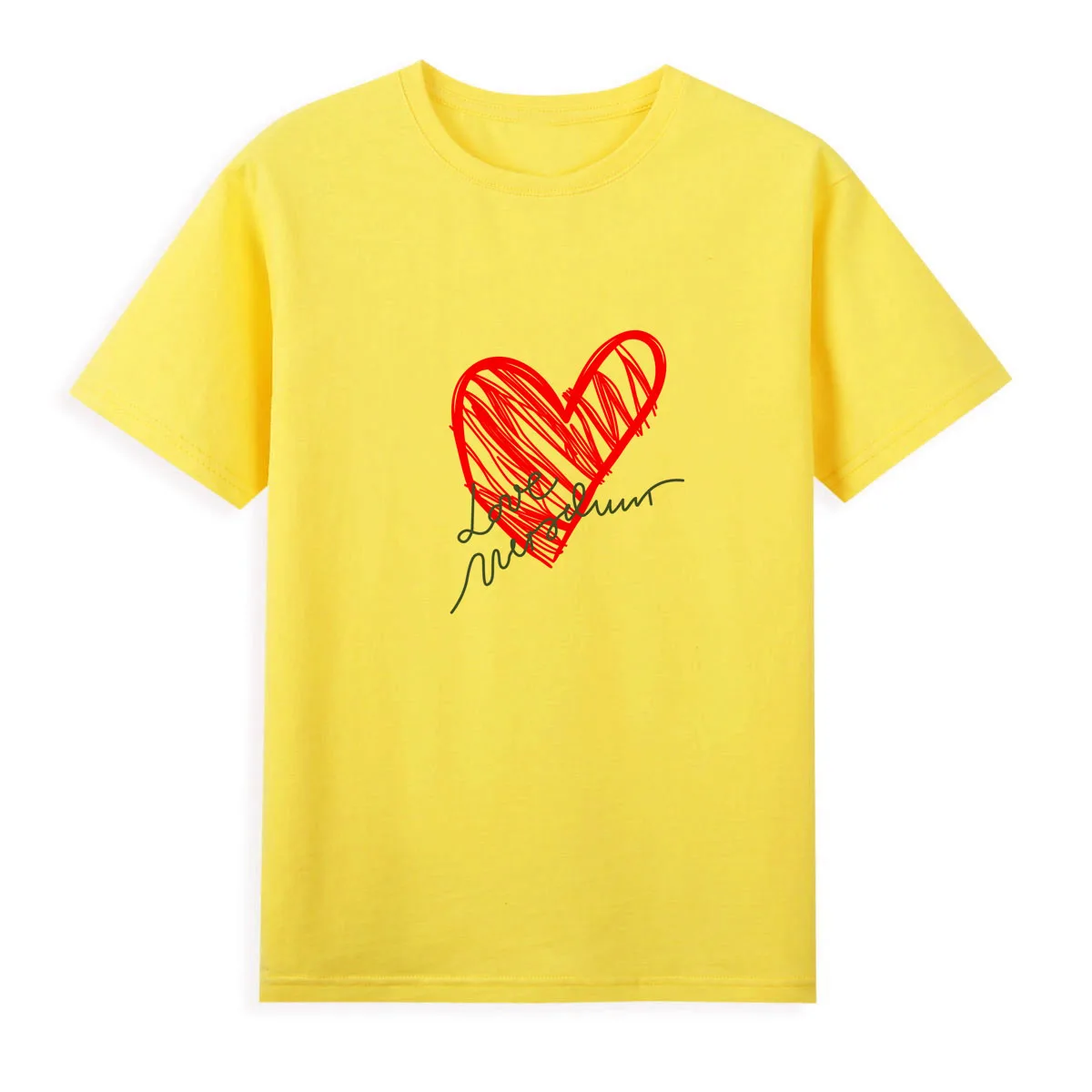 Handdrawn Graffiti Love T-shirt Cool Summer Women Clothing Hot Sale Brand Shirt Fashion Top Tees A0184