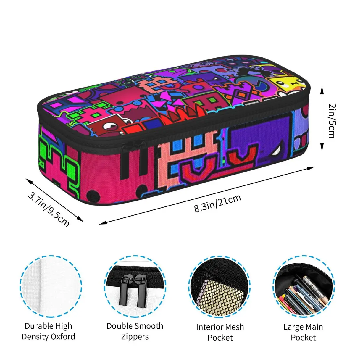 Video Game Geometry Dash Pencil Cases for Student Pen Box Pencil Bag Big Capacity Pencil Pouch Pen Holder