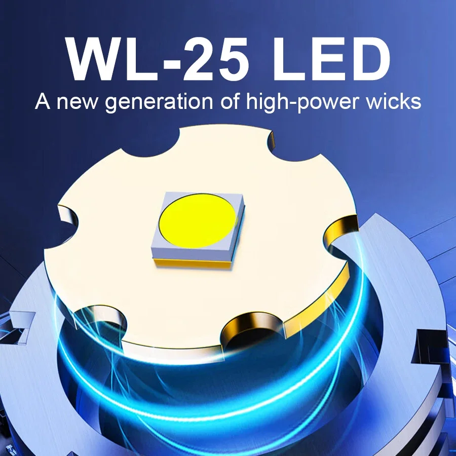 Super High Power LED Rechargeable Flashlight With 5 Modes Ultra Powerful Lamp Outdoor Lantern Camping Flashlights Can Make Fire