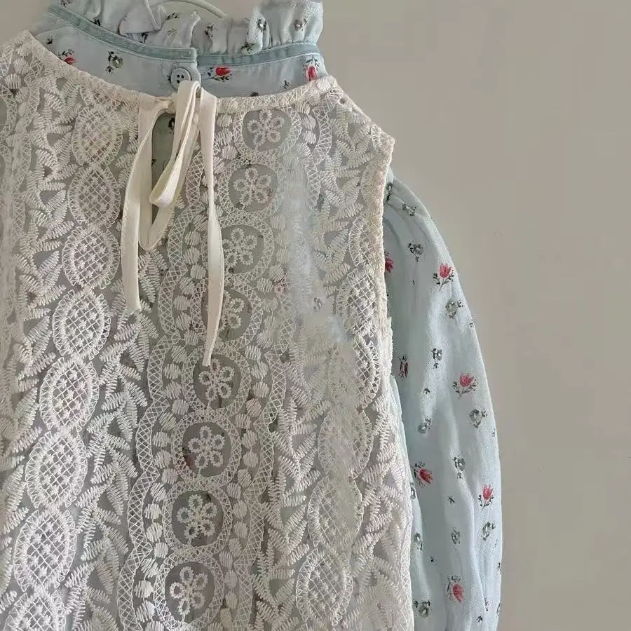 

Korean Style Baby Girls Floral Dress 2026 New Spring Autumn Long Sleeve Fashion Kids Dresses for 90-140cm