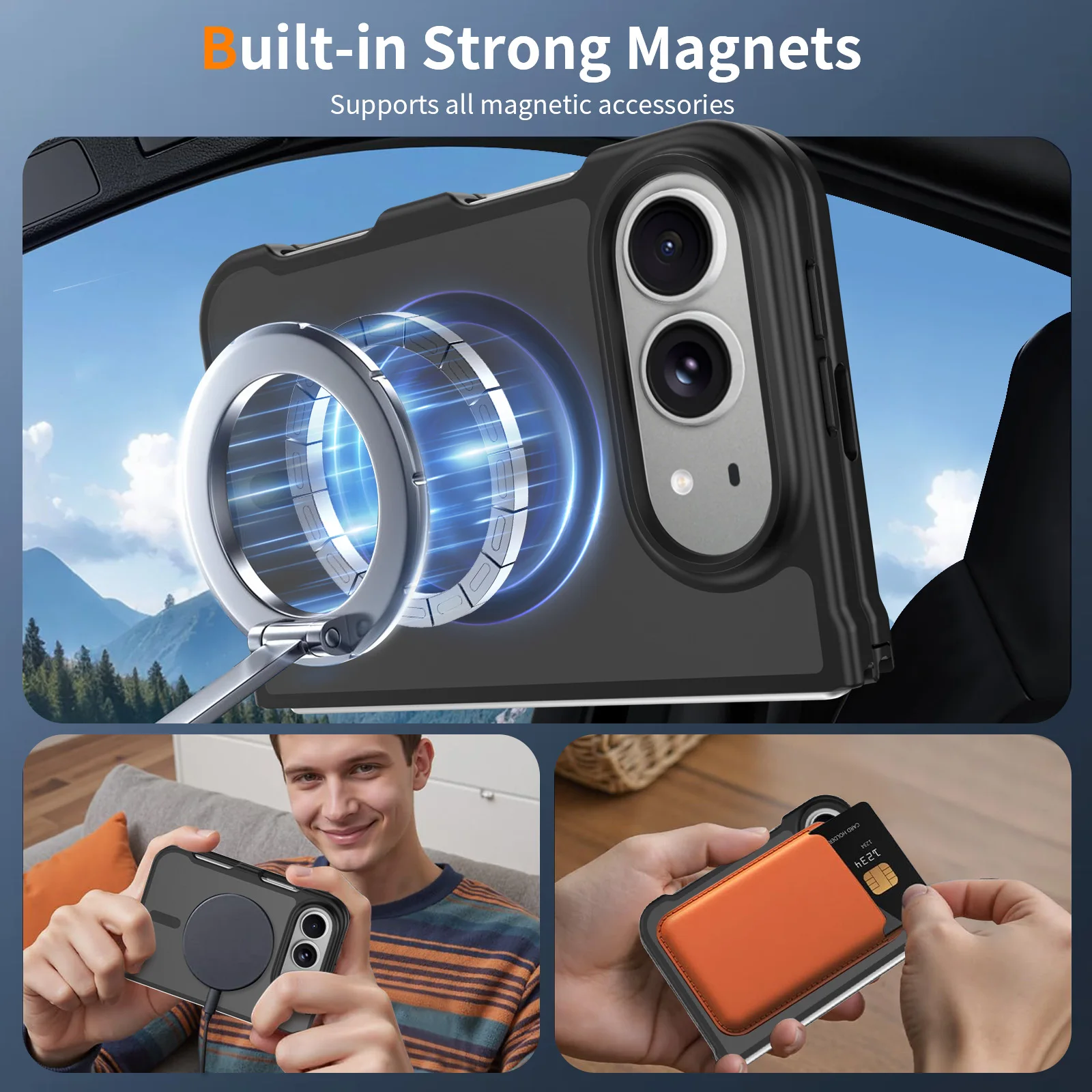 Ultra Slim Matte Magnetic Phone Case for IPhone 18 Fold Built-in Screen Protector Shockproof Full Body Protective Cover view 2