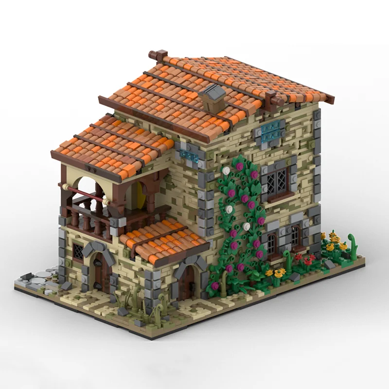 نموذج عرض شارع المدينة Moc لبنات البناء نموذج المنزل الإيطالي القديم تكنولوجيا الطوب لتقوم بها بنفسك تجميع لعبة البناء هدايا العيد #5