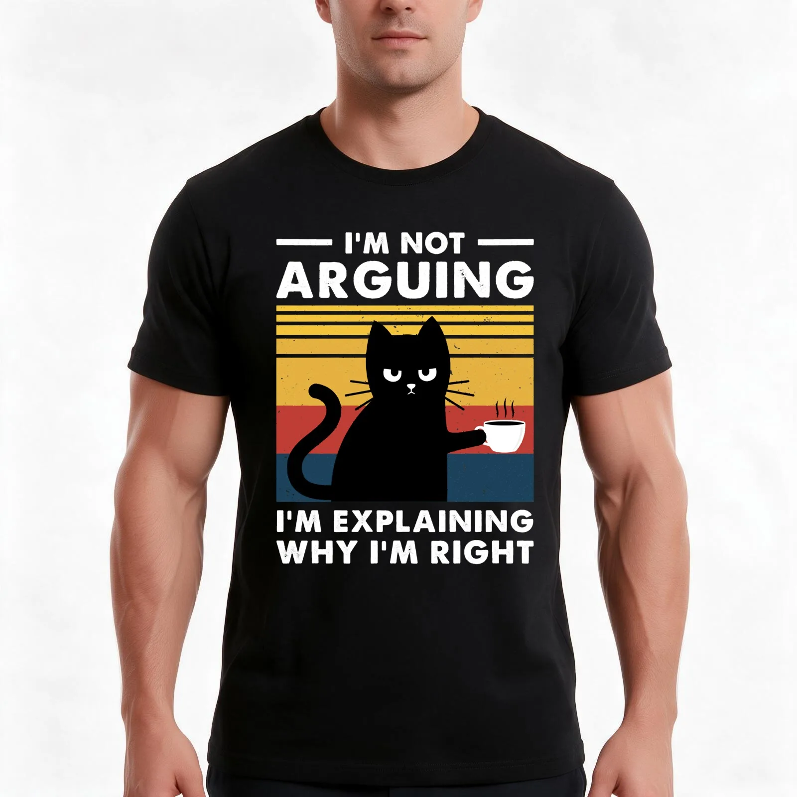 Im Not Arguing Im Just Explaining Why Im Right Cat T-Shirt Summer Casual Cotton Tee Oversized Streetwear Tops 100% Cotton