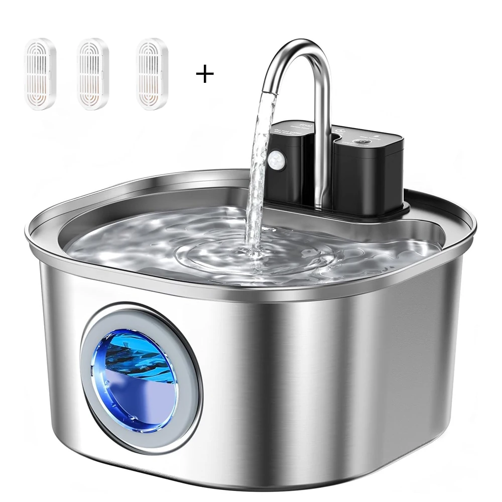3L Rvs Draadloos Opladen Sensor Kat Fontein Auto Drinkfontein Voor Katten Hond Drinker Huisdier Dispenser Kom - afbeelding 1