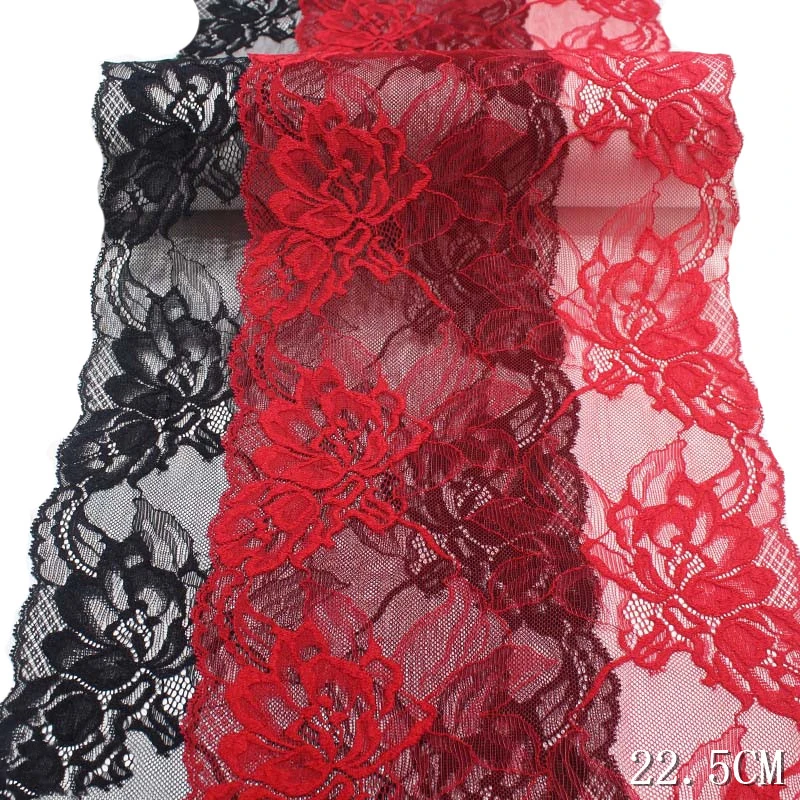 1 metro rosso nero fiore elasticizzato rifiniture in pizzo elastico per Lingerie reggiseno vestito cucito biancheria intima tessuti di alta qualità