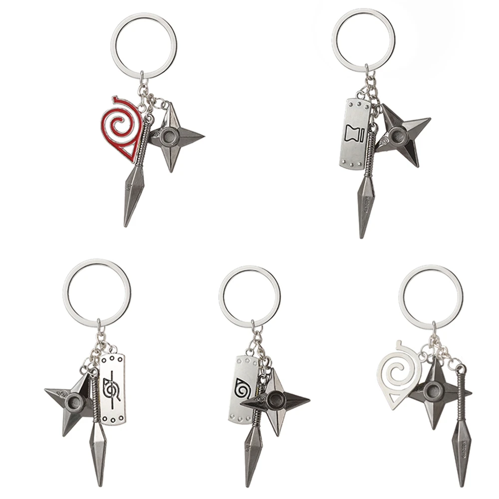 New Anime Kunai Shuriken Konoha Ninja Keychain for Car Keys Bag Backpack Trinkets Keyring Accessories Women Jewelry Men Gifts