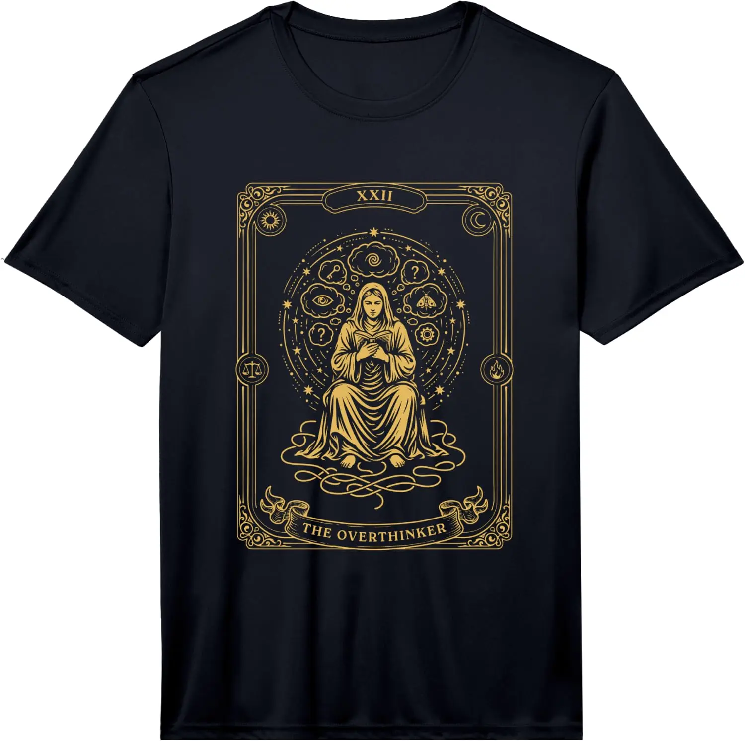 Mens The Overthinker Tarot Card Mystic Astrology Witchy Performance T-Shirt 100% Cotton Trendy Y2K Short-Sleeve Tee – Soft,
