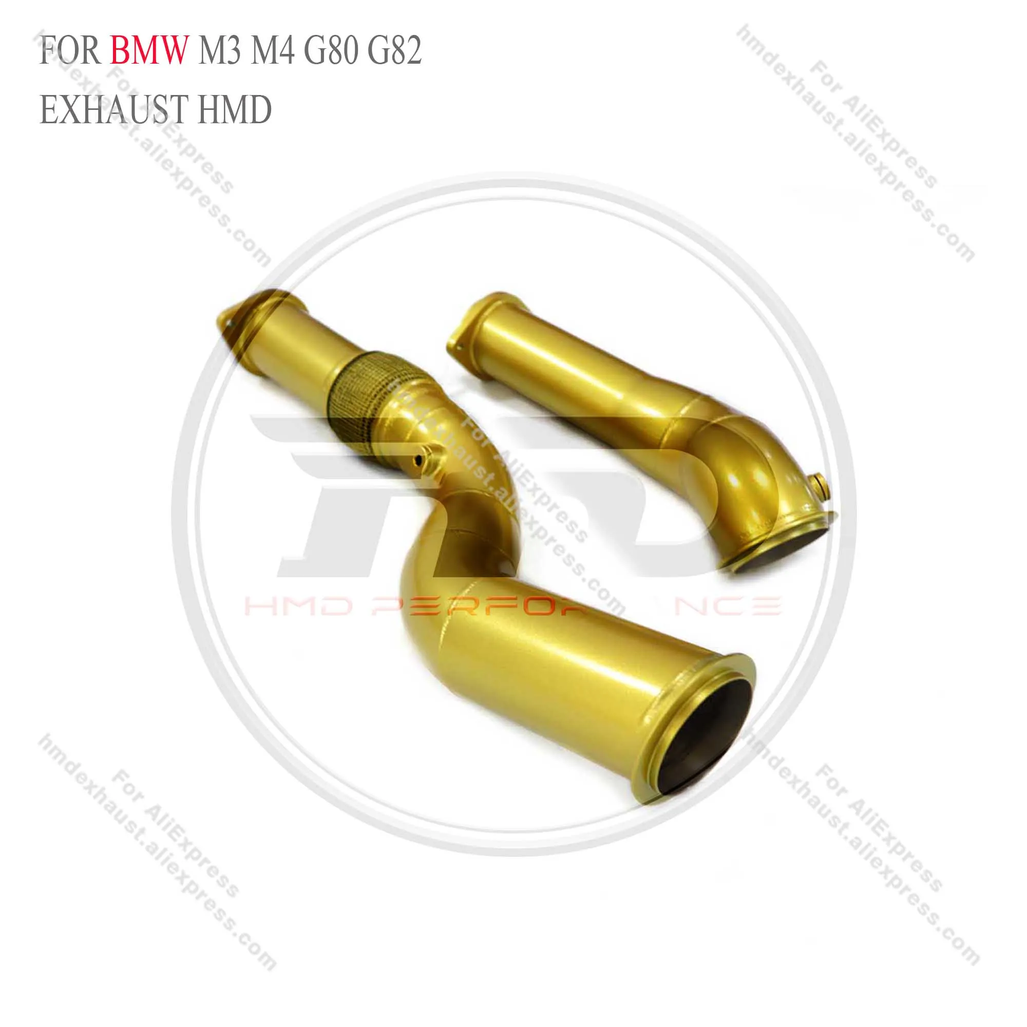 For BMW M3 M4 G80 G82 ceramics heat shield gold HMD Exhaust System High Flow Performance Downpipe