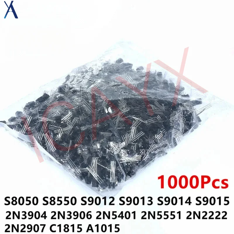 1000pcs 2N2222 2N2222A 2N2907A 2N5401 2N5551 S8050 S8550 S9012 S9013 S9014 S9015 2N3904 2N3906 2SC1815 2SA1015 S9018 TO-92