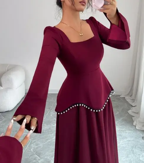 

Elegant Dresses Long Sleeve High-End Long Dress for Women's Clothing In Autumn & Winter Temperament Female Fashion A-Line Dress