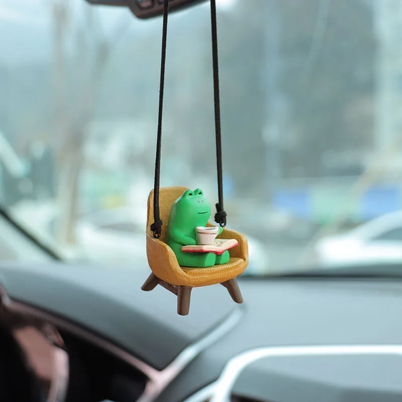 Car Rearview Mirror Pendant Swinging Frog Rear View Mirror Swinging Frog Charm Pendant Cute Interior Rearview Mirror Decoration