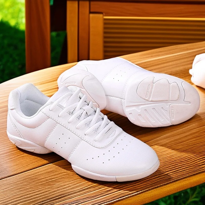 White Lace Up Dance Shoes Anti Slip Shock-Absorbing Fitness Dance Shoes Breathable Lightweight Training Sports Women's Shoes