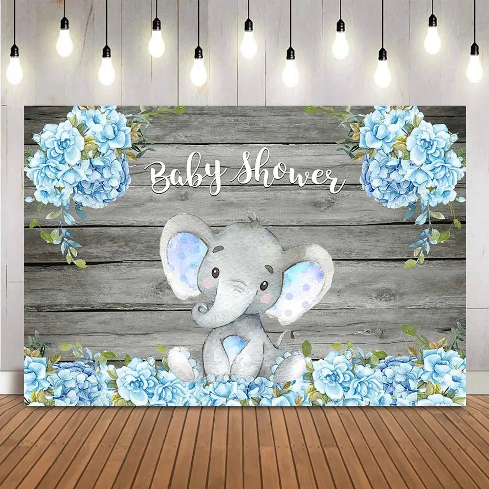 Elephant Baby Shower Theme Gender Reveal Birthday Party Vinyl Background  Newborn Baby Shower Decor Supplies