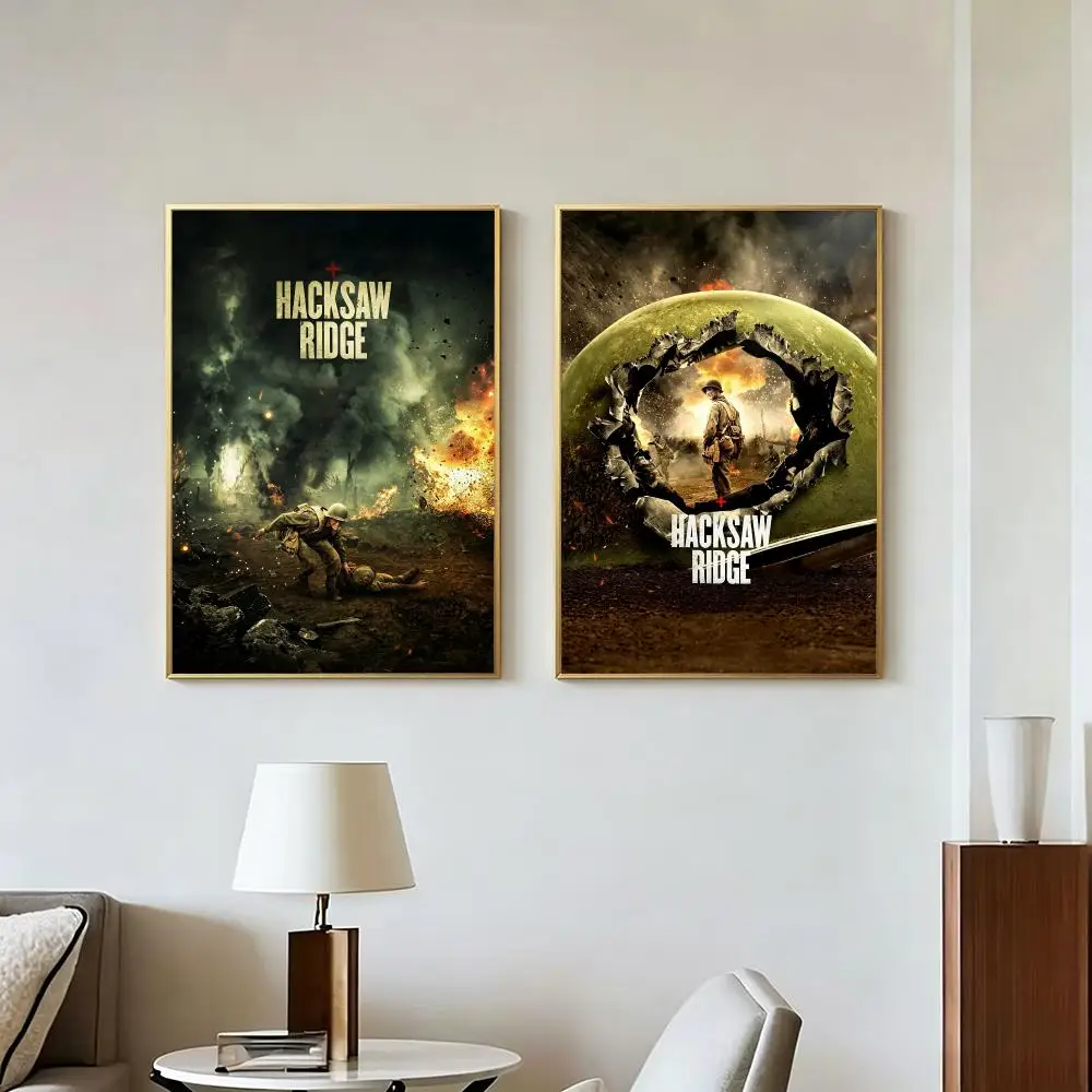 Movie Classic H-Hacksaw Ridge Poster Peel And Stick Wall Art Self Adhesive PP Waterproof Wall Decor Living Room Bedroom Gift