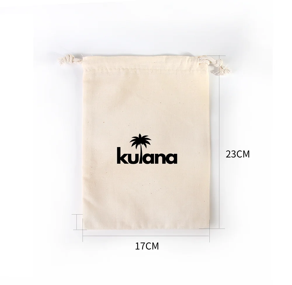 1000 Pieces Customised Logo 17x23cm Big Size Drawstring Cotton Bags Screen Printed With Black Logo