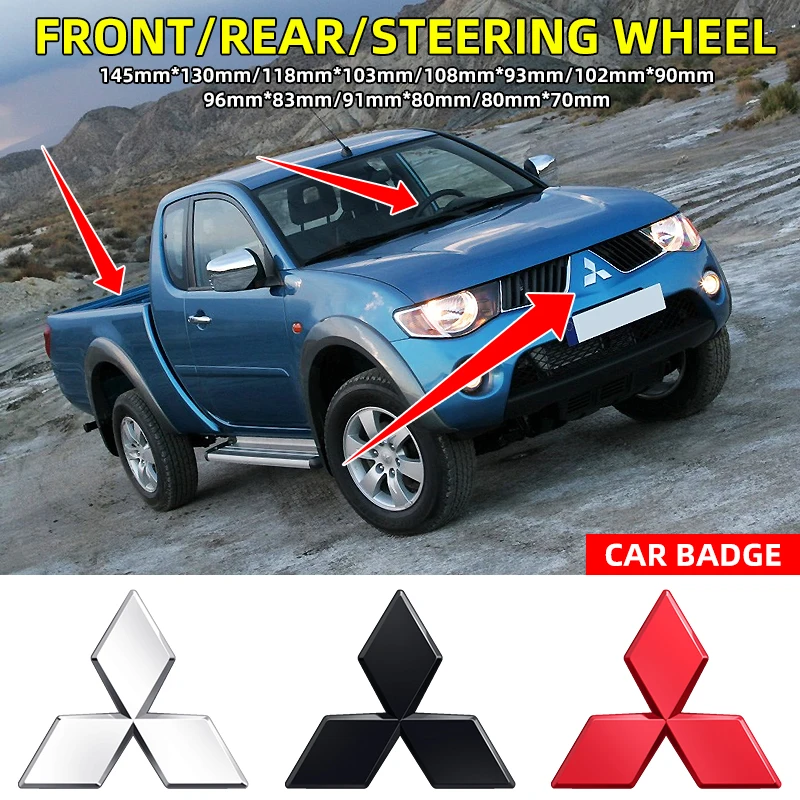 3D ABS Car Front Grille Trunk Emblem Sticker for Mitsubishi Ralliart Lancer ASX Colt Pajero Outlander Eclipse Delica EVO Grandis