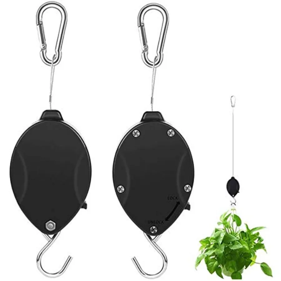 

2PCS Plant Pulley Retractable Hanger Hooks Hanging Plants Garden Baskets Pots Bird Houses. 5ft Long 55 lbs Weight Capacity