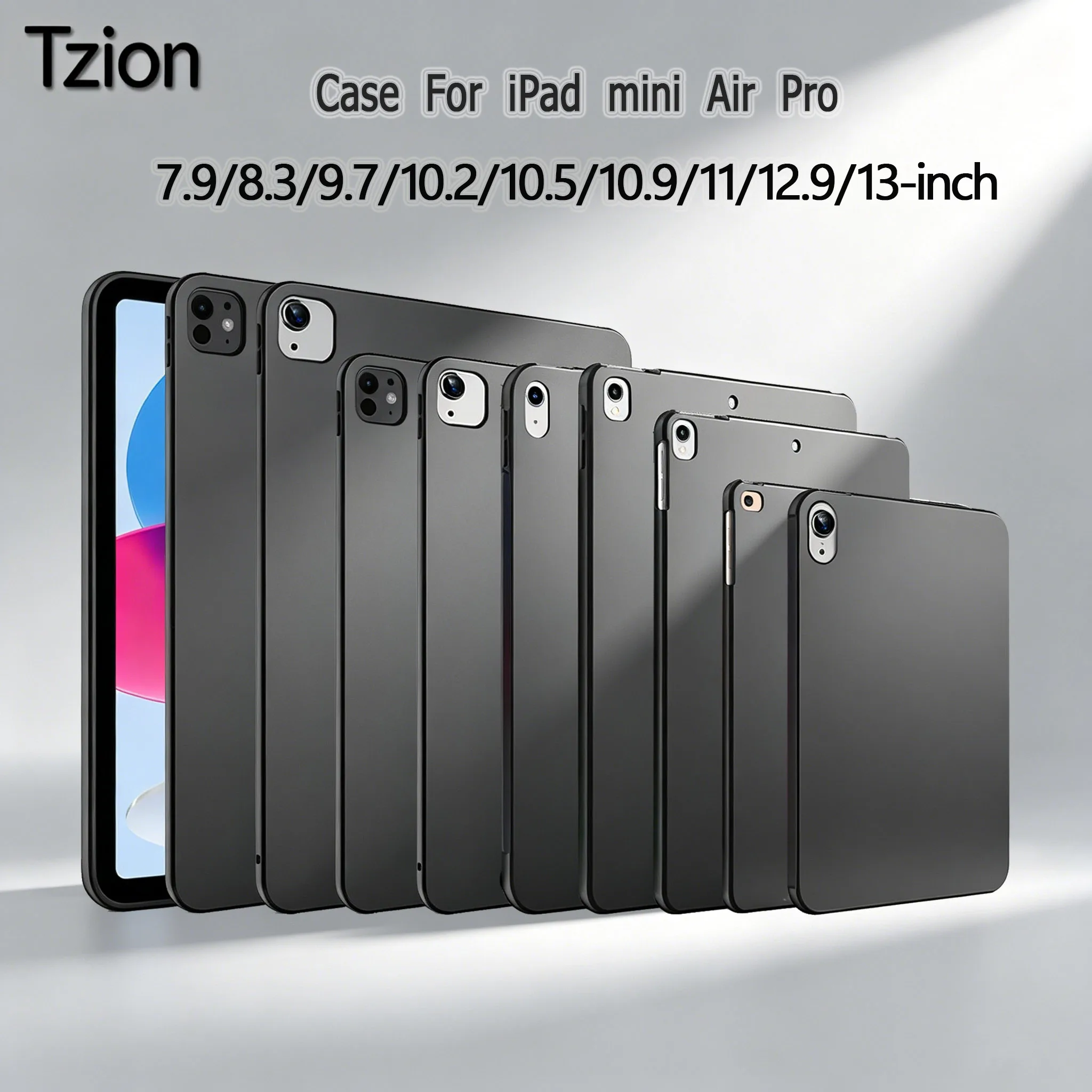 Black Case for iPad Mini Air Pro 1 2 3 4 5 6 7 8 9 10 11 8.3 9.7 10.2 10.5 10.9 11 12.9 13 TPU Rubber Soft Silicone Honey Comb