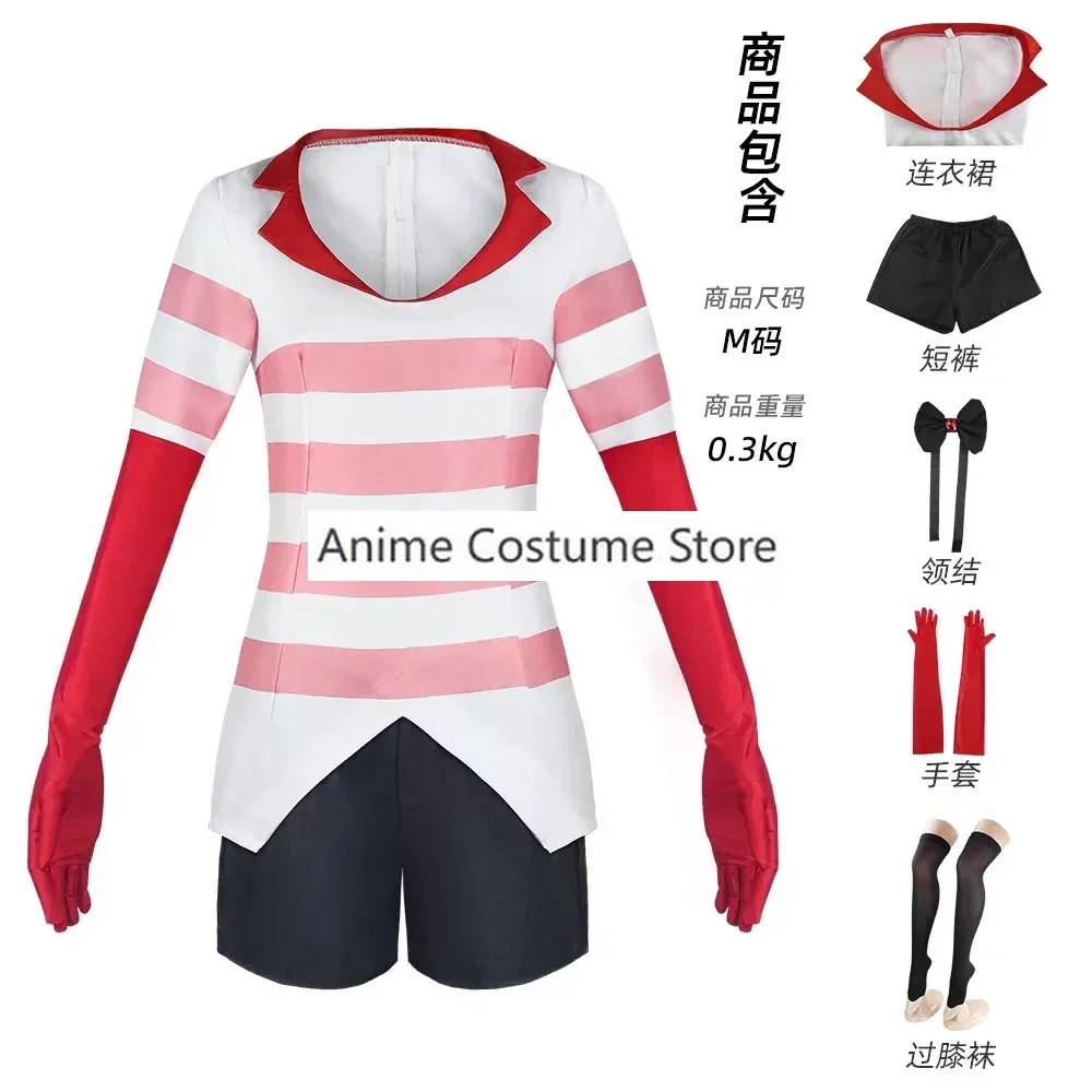 زي تنكري نسائي لغبار الملاك ، أنيمي خيالي ، تنكر فندق كرتوني ، ربطة عنق ، فستان وردي ، زي لعب الأدوار لعيد هالوين ، قفازات ، نساء