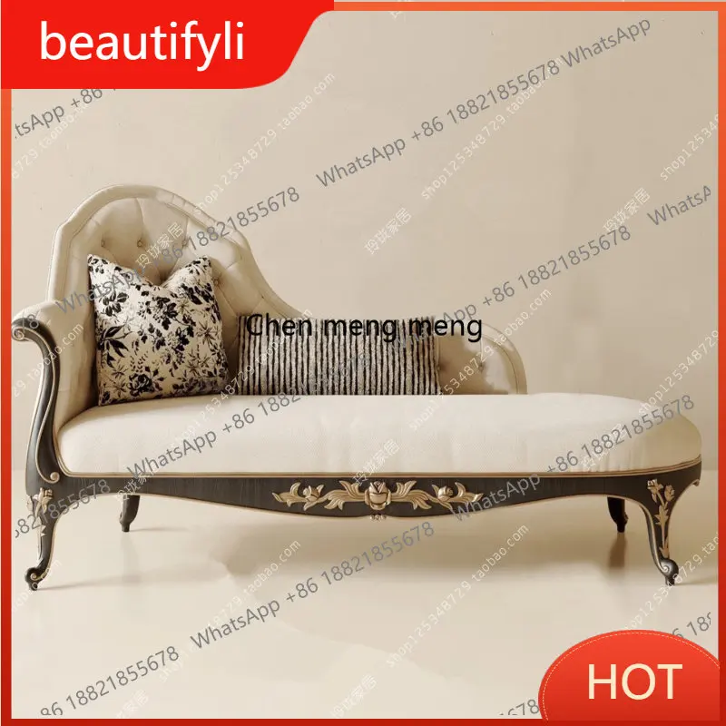 

A139 New Chinese solid wood carving flower classical concubine couch European concubine sofa bedroom bed beauty couch reclining