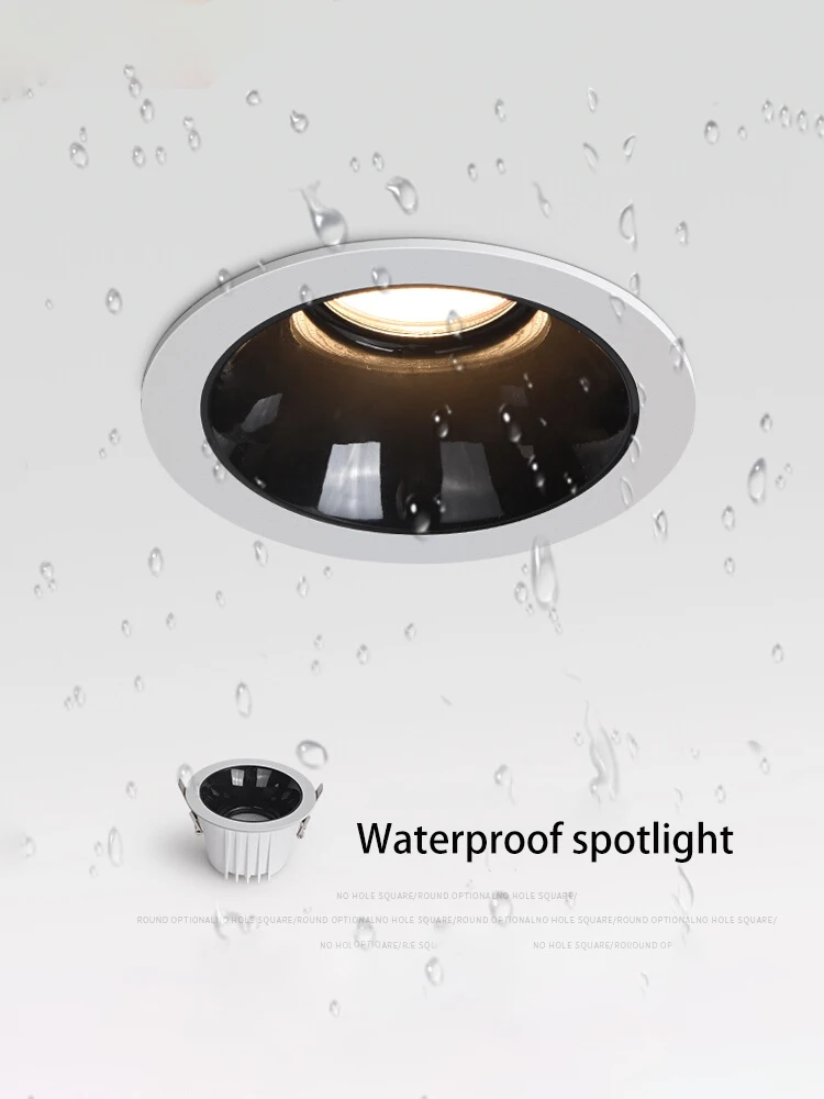 BRGT Led Waterproof Spotlight Round Recessed 7W12W Ceiling Downlight Aluminum IP65 Spot Focos Lamp For Kitchen Bathroom Lighting