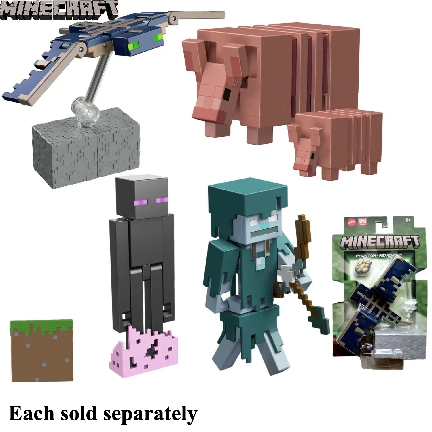 Surtido Original Mattel Minecraft Stray Enderman PHANTOM Armadillo juguetes para niños marca regalos de navidad figura de Anime GTP08