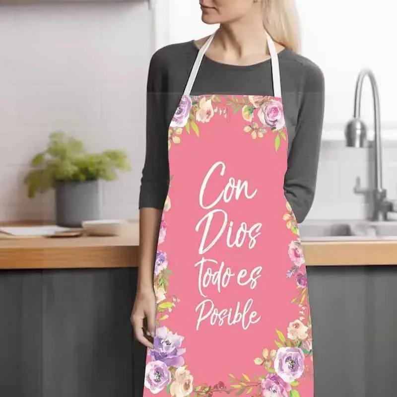 Christian Gift Bible Verse Print Kitchen Apron Women Cooking Apron for Nail Salons BBQ Chef Waiter Home Cleaning Tool Pinafore