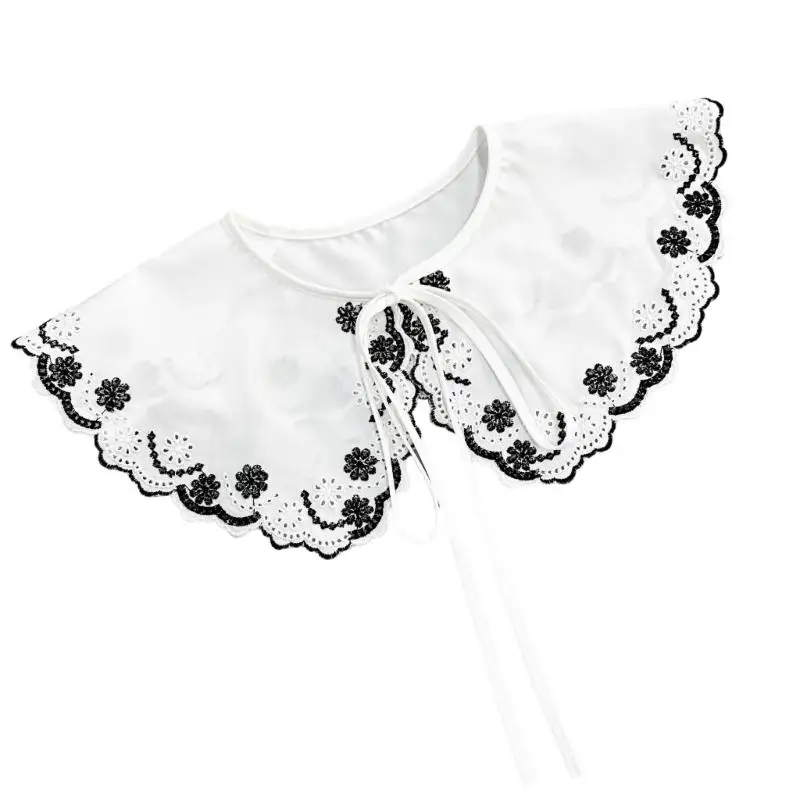 

652F Регулируемый воротник с завязками на шее, кружевная шаль с цветочным рисунком для платья, свитера, торжественного