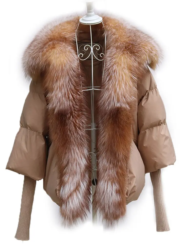 2026 Winter Real Fox Fur Collar White Duck Down Padded Down Jacket Regular Fashion Warm Big Fur Collar Women's Coat