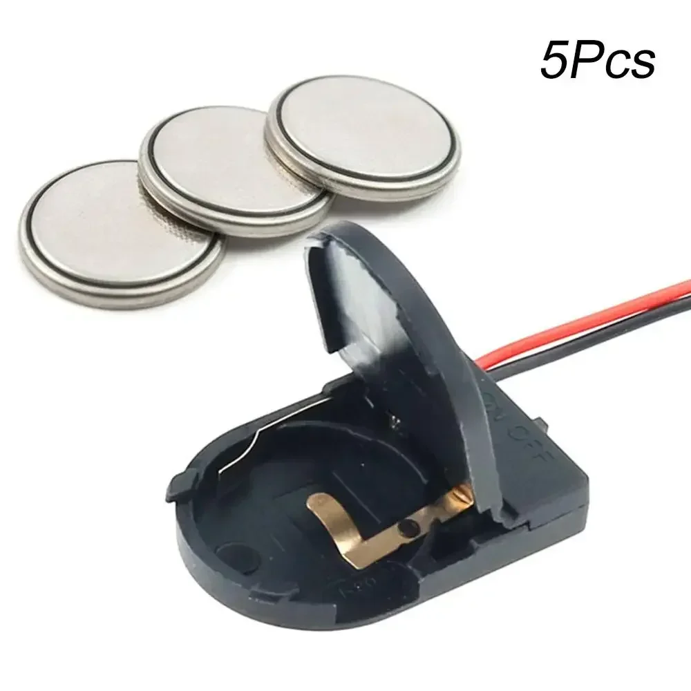 New 5PCS Single Slot CR2032 CR 2032 Button Coin Cell Battery Holder Case Cover With ON-OFF Switch leads Wire 3V Battery Box