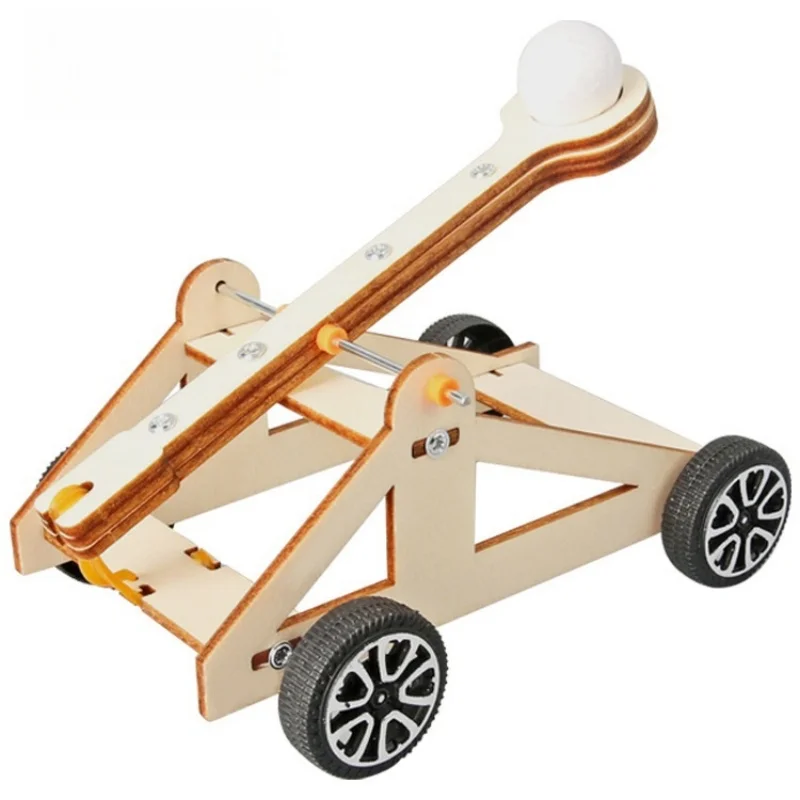 DIY Wooden Catapult Model Kit for Children - Educational Science Trebuchet Assembly Building Blocks Toy Interactive game