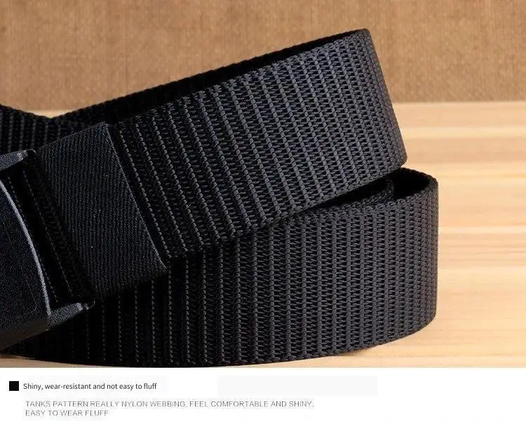 Hochwertiger Gürtel mit automatischer Schnalle für Herren, Canvas, taktischer Gürtel, schwarz, Arbeitskleidung, Freizeit, Outdoor, Militärtraining, Hosengürtel für Herren – Detail 11