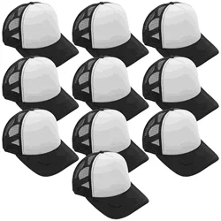 10 Pcs Polyester Mesh Blank Baseball Cap Adjustable Snapback Trucker Hat Diy Sublimation Hats Lightweight Breathable HatsCaps