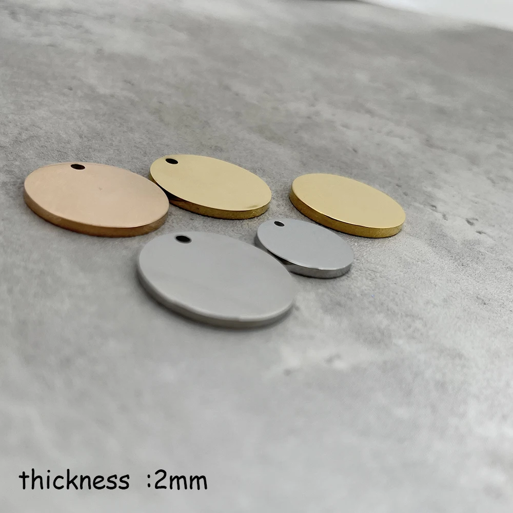 50pcs 18mm 25mm Blank Charm 2mm thickness Mirror Polished Stainless Steel Tag  Engravable Round Charms