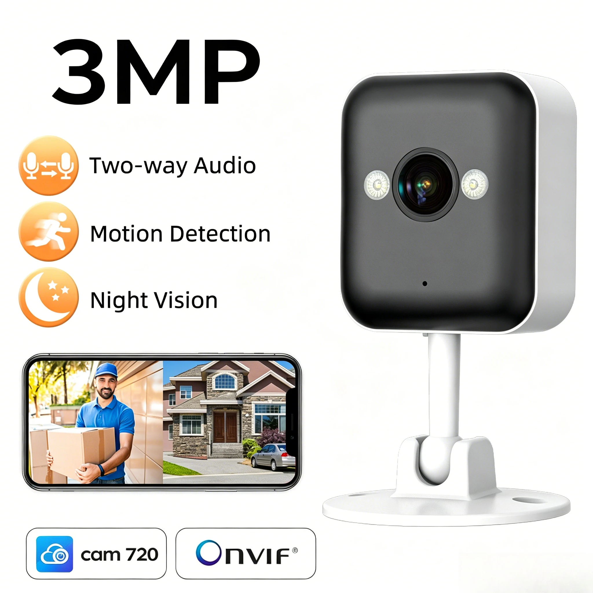 JOOAN 3MP Wifi IP Camera Motion Detection Two-way audio Baby Monitor Smart Home Security Camera