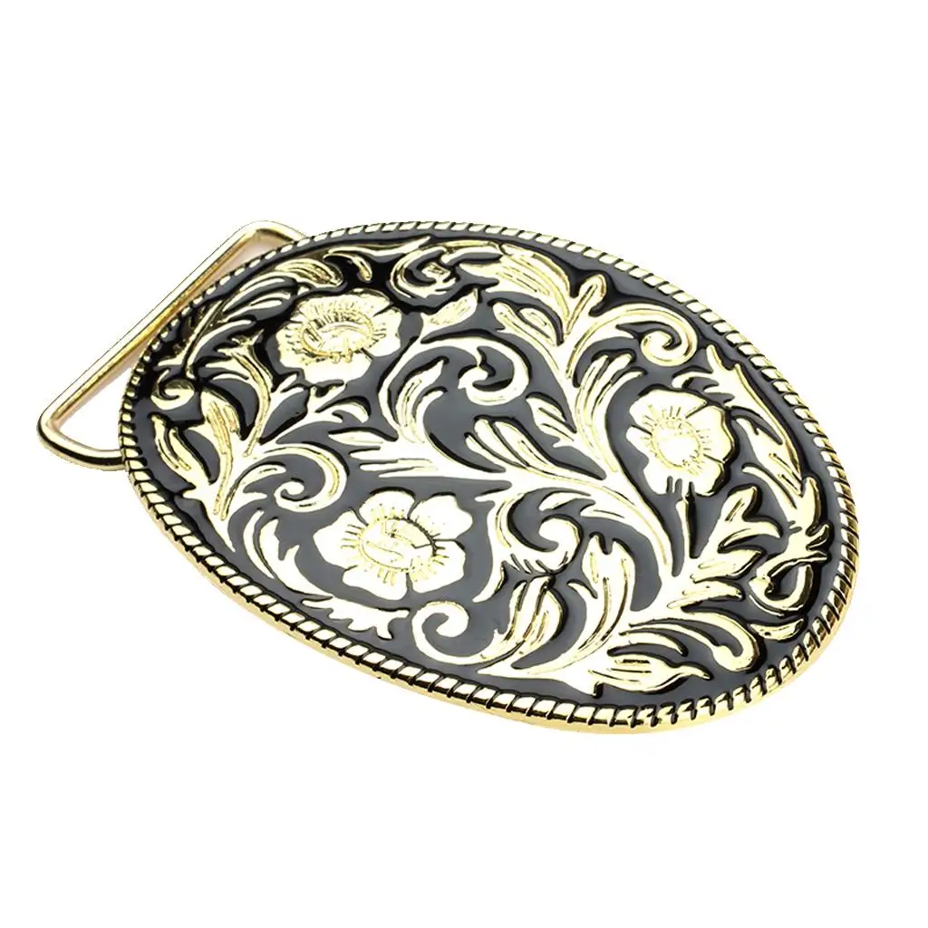 Exquisite Ancient Tang Floral Pattern Buckle Golden Large Oval Belt Buckle