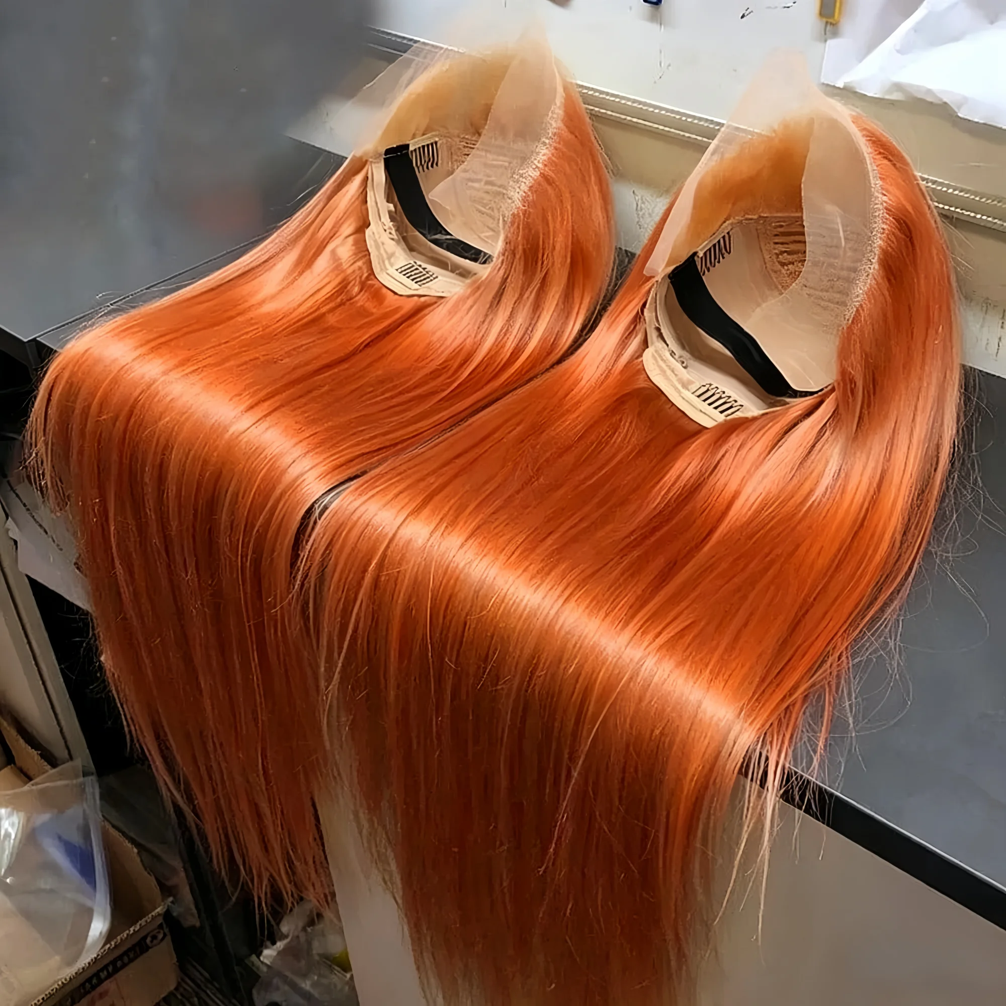 Ginger Orange Straight Hd Lace Wig 13x6 Human Hair 250 Density #350 Colored Brazilian Lace Front Wigs High Quality For Women